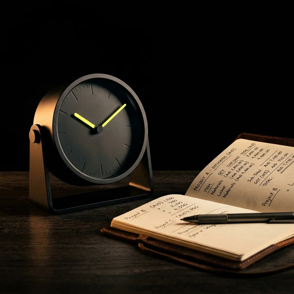 Desk clock next to a ledger tracking bonus wagering requirements