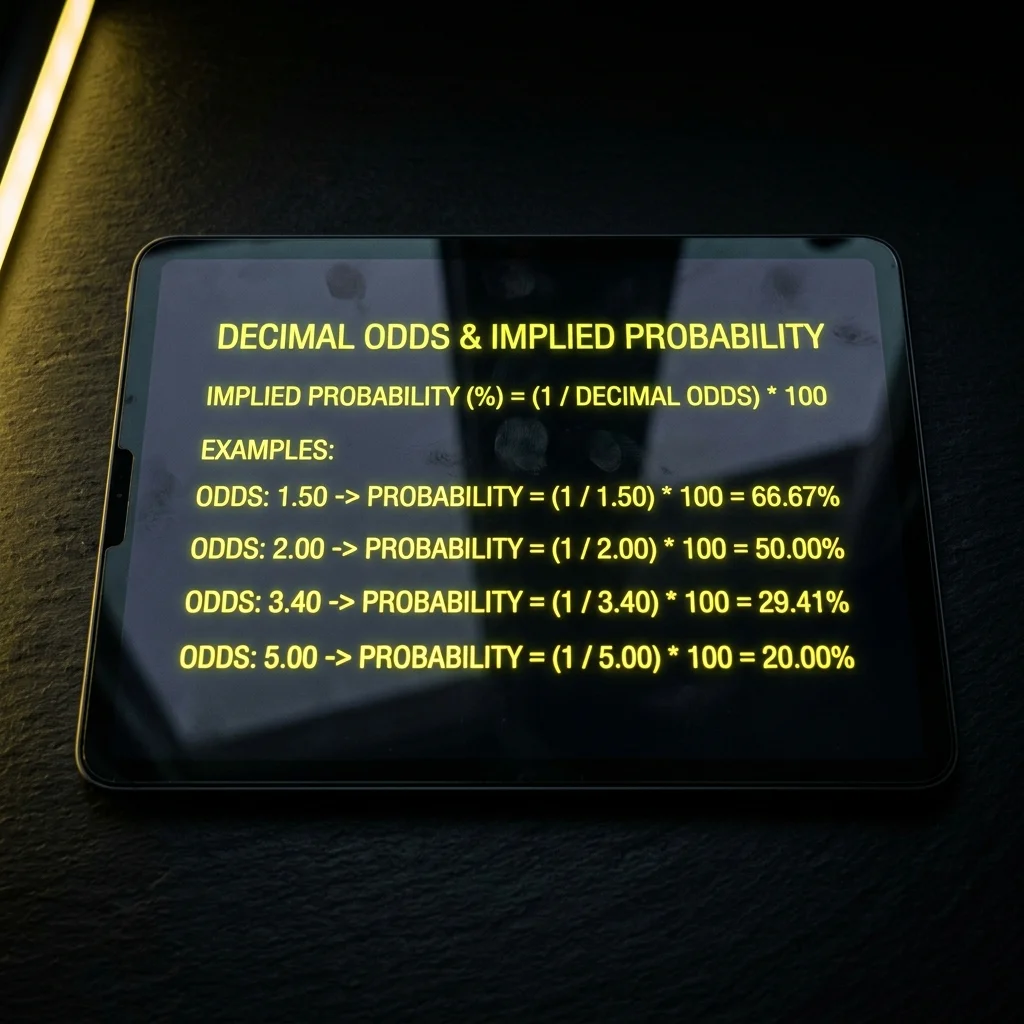 Tablet displaying Decimal Odds and Implied Probability calculations